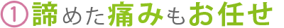 諦めた痛みもお任せ